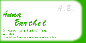 anna barthel business card